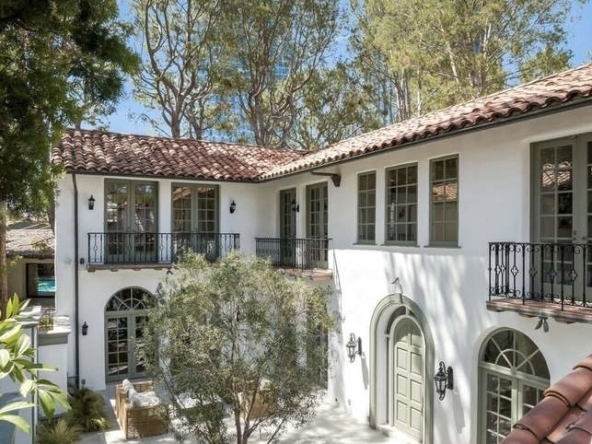 White Spanish style two-story home in Los Angeles