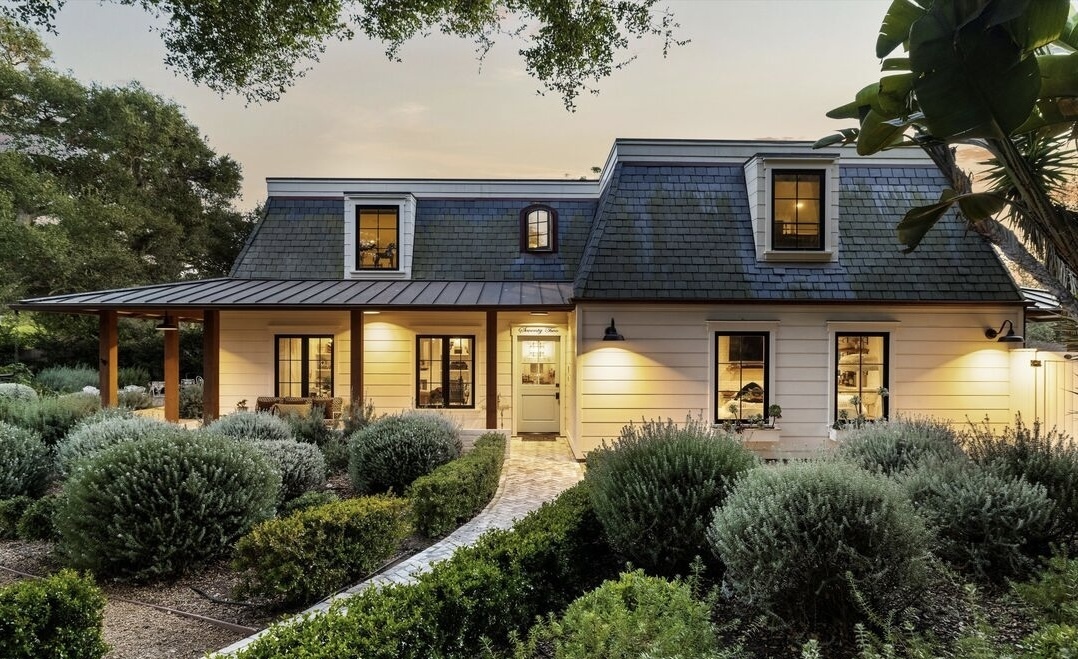 Montecito front of French country farmm house