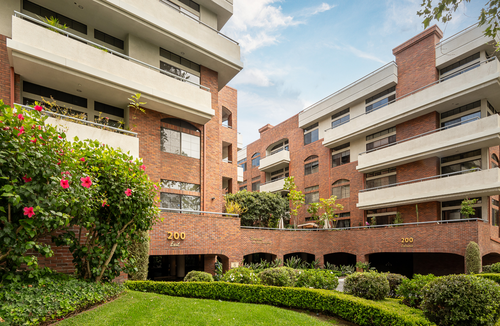Front of condo building in Beverly Hills.
